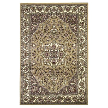 PALACEDESIGNS 7 ft. 7 in. Round Polypropylene Beige & Ivory Area Rug PA2472991